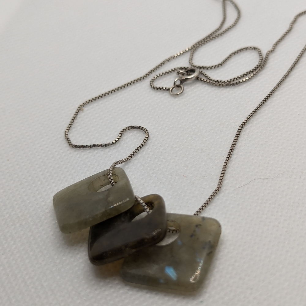 🌿 Labradorite & Sterling Silver Pendant Necklace ✨